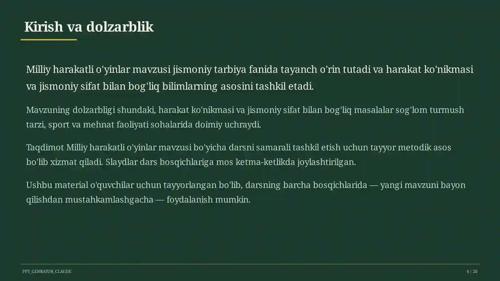 Milliy harakatli o'yinlar (4-sinf) 4