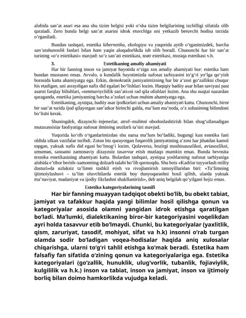Estetikaning Predmeti, Maqsadi va Vazifalari 4
