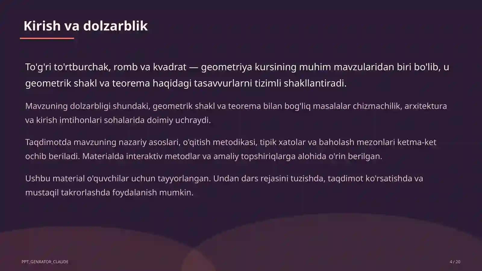 To'g'ri to'rtburchak, romb va kvadrat (8-sinf) 4