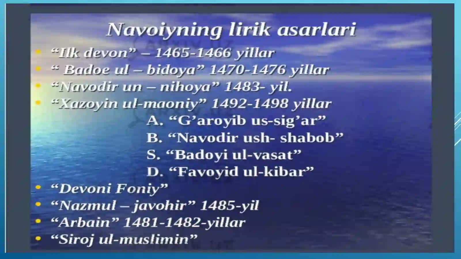 nAVOIY LIRIKASI xAZOYINUL-MAONIY NING TUZILISHI, JANR VA MAVZULARI 4
