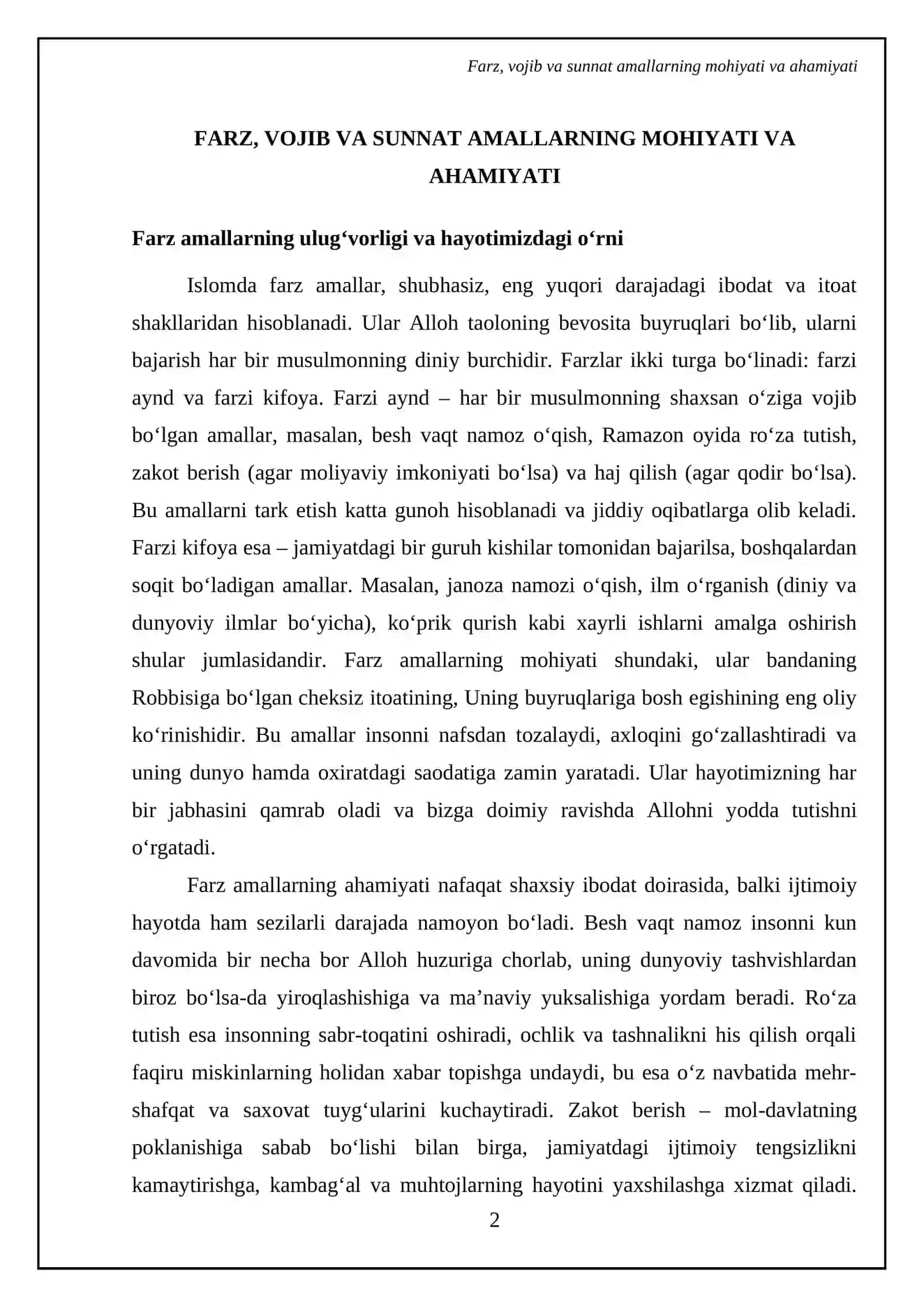 Islomda amallar tasnifi(farz, vojib, sunnat va boshqa) 4