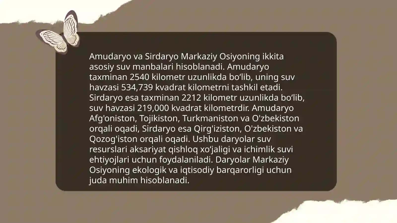 Markaziy Osiyo mamlakatlarida suv resurslarini taqsimlanishi 4