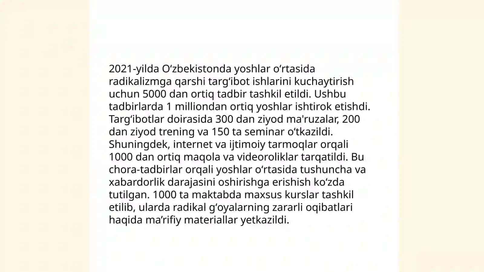 Oʻzbekiston davlat siyosatida radikal oqimlarga qarshi kurashning yoʻnalishlari 4