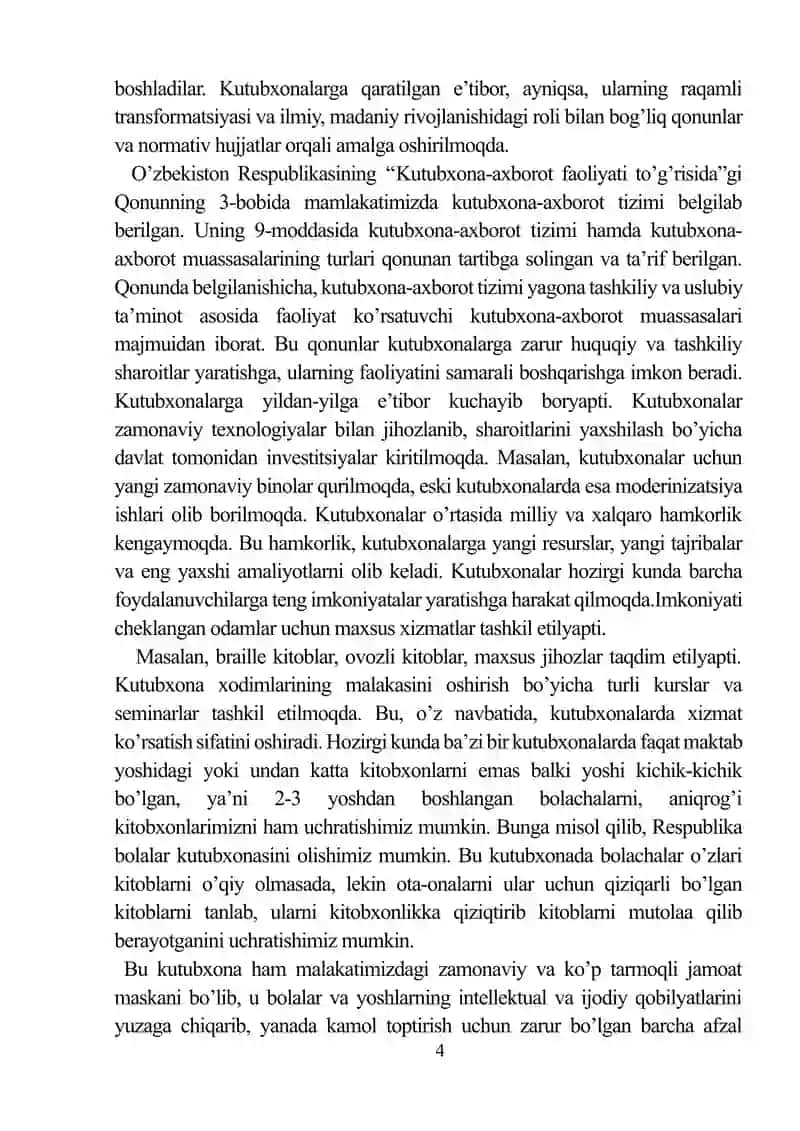 Kutubxona axborot faoliyatining me’yoriy-huquqiy asoslari 4