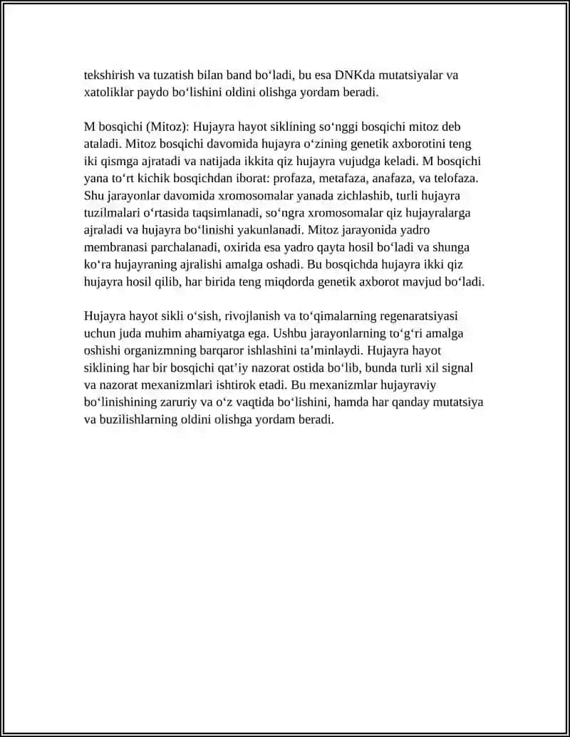HUJAYRA BIOLOGIYASI: HUJAYRANING HAYOT SIKLI 4