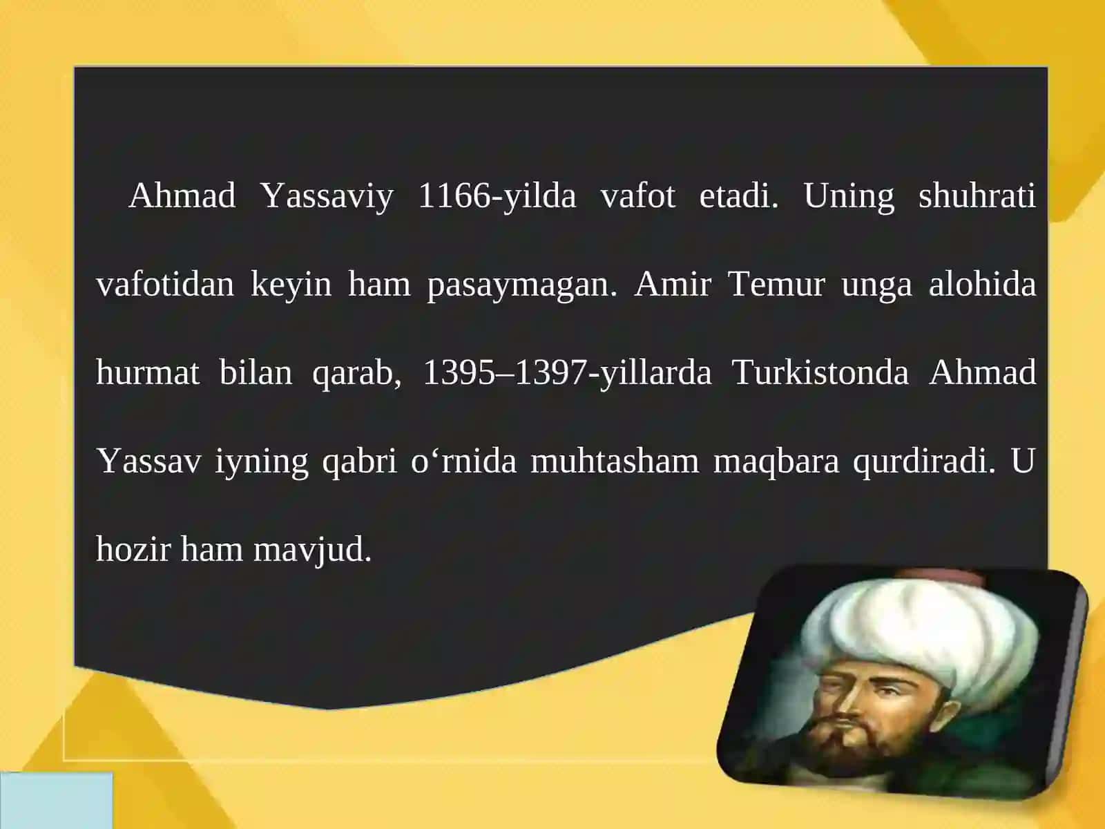 Ahmad yassaviy hayot yo'li 4