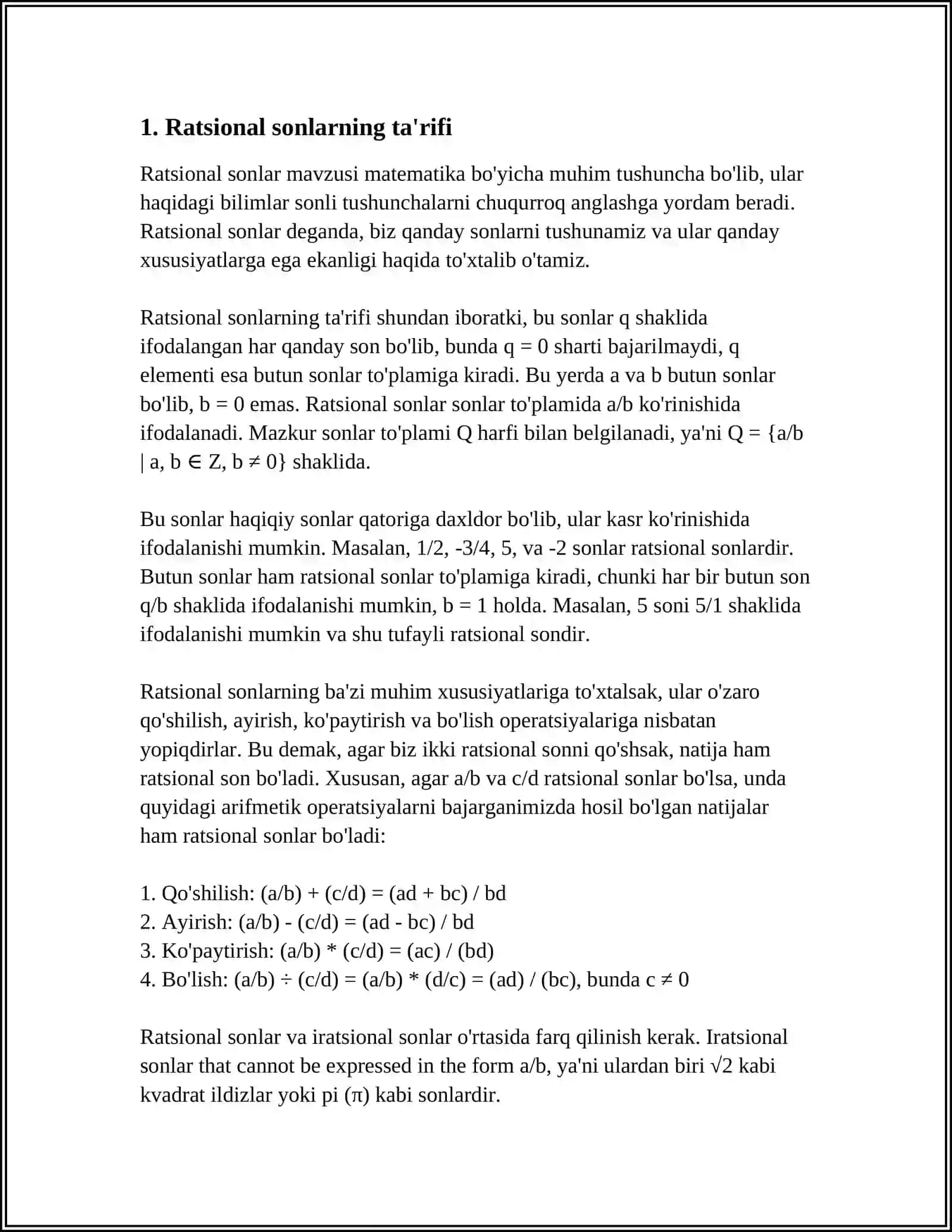 RATSIONAL SONLARNI CHEKSIZ OʻNLI KASR SHAKLIDA TASVIRLASH 4