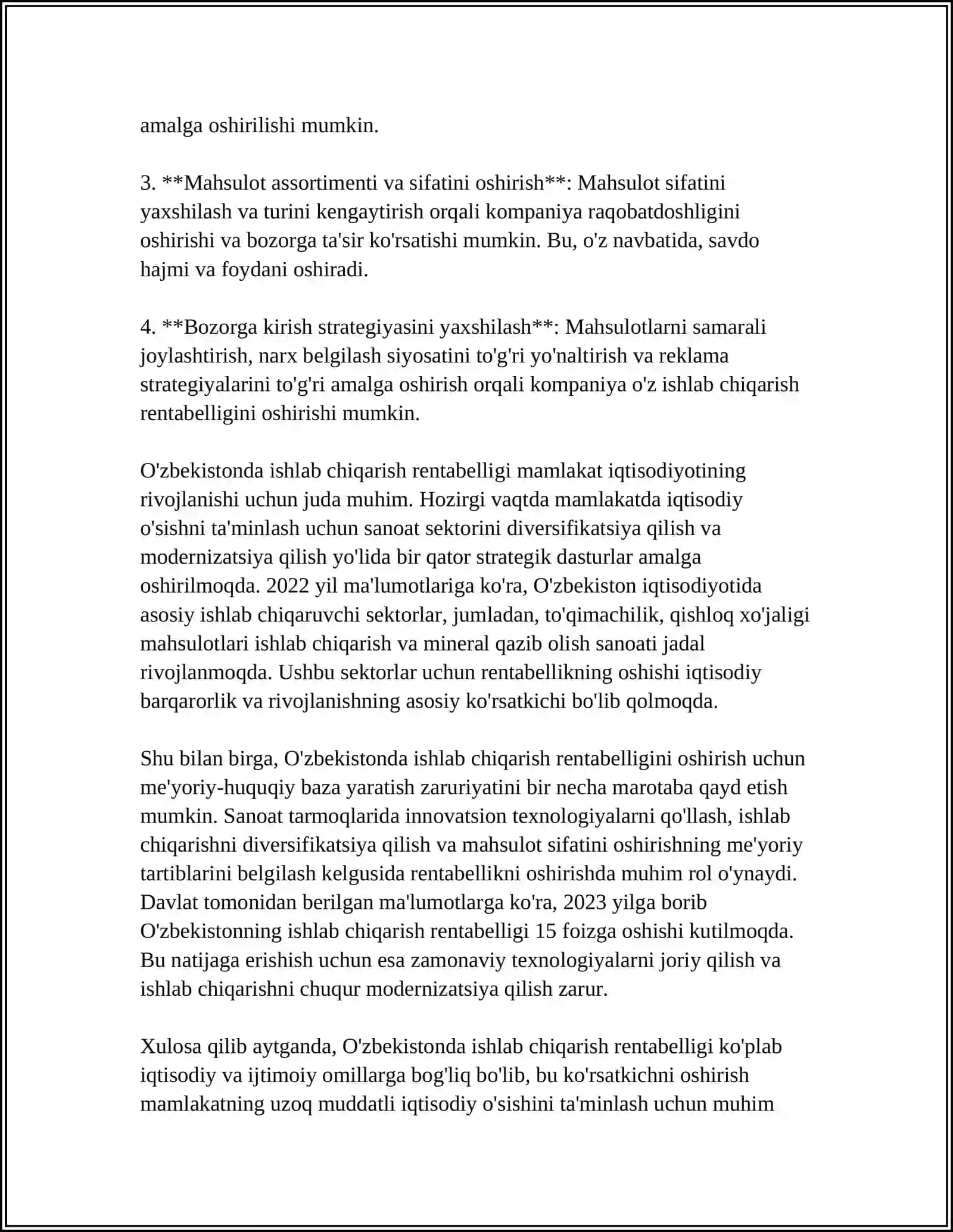 ISLAB CHIQARISH RENTABELLIGI VA UNGA TA' SIR ETUVCHI OMILLAR 4