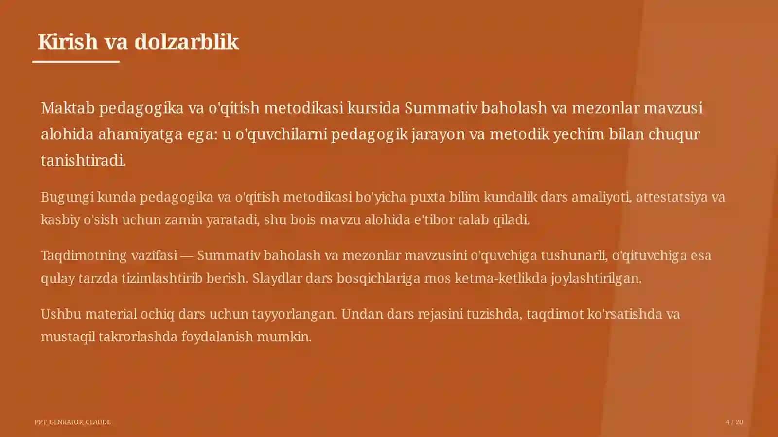 Summativ baholash va mezonlar 4