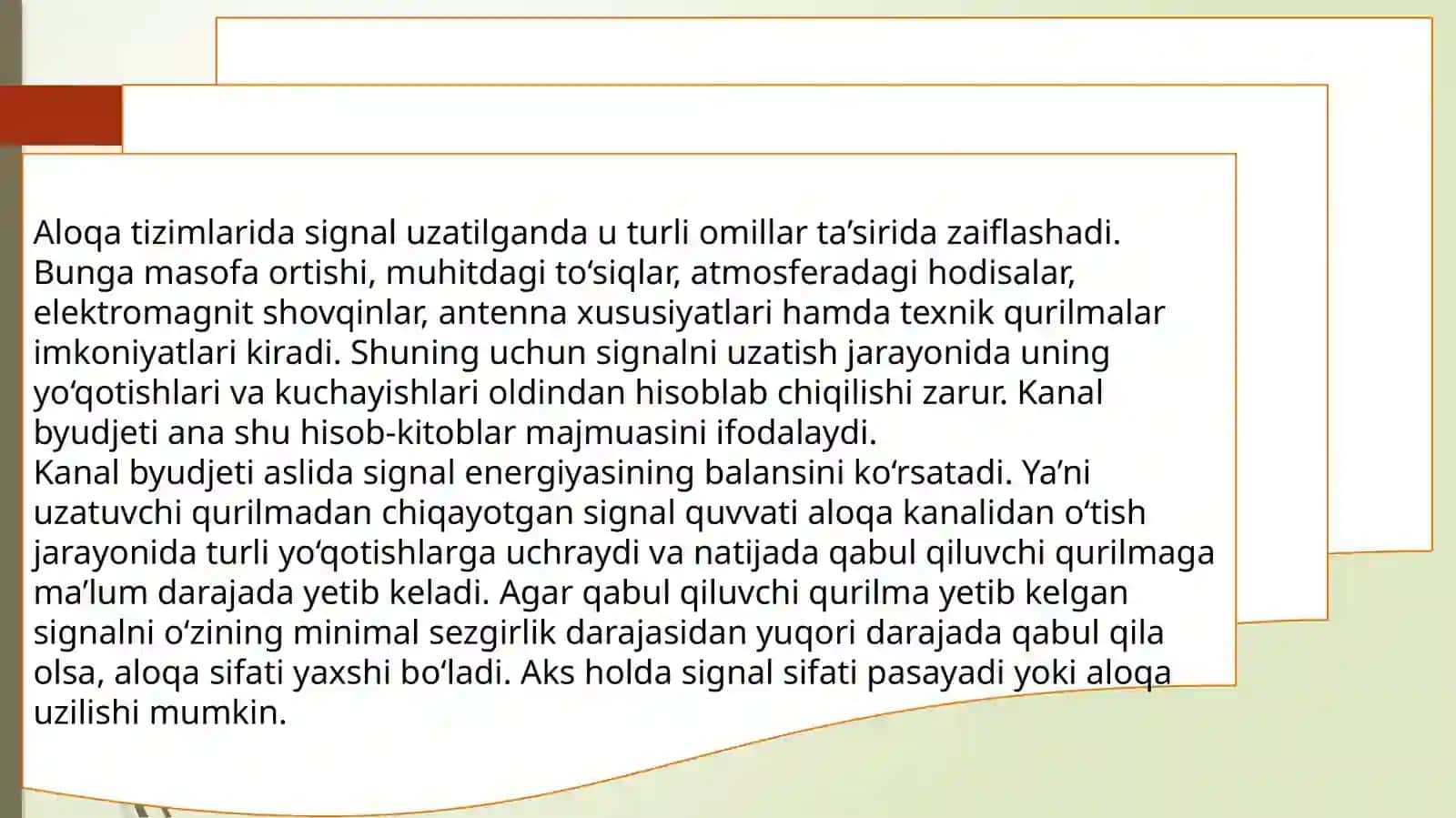So'nish va shovqin darajasini hisobga olgan holda kanal byudjetini hisoblash 4