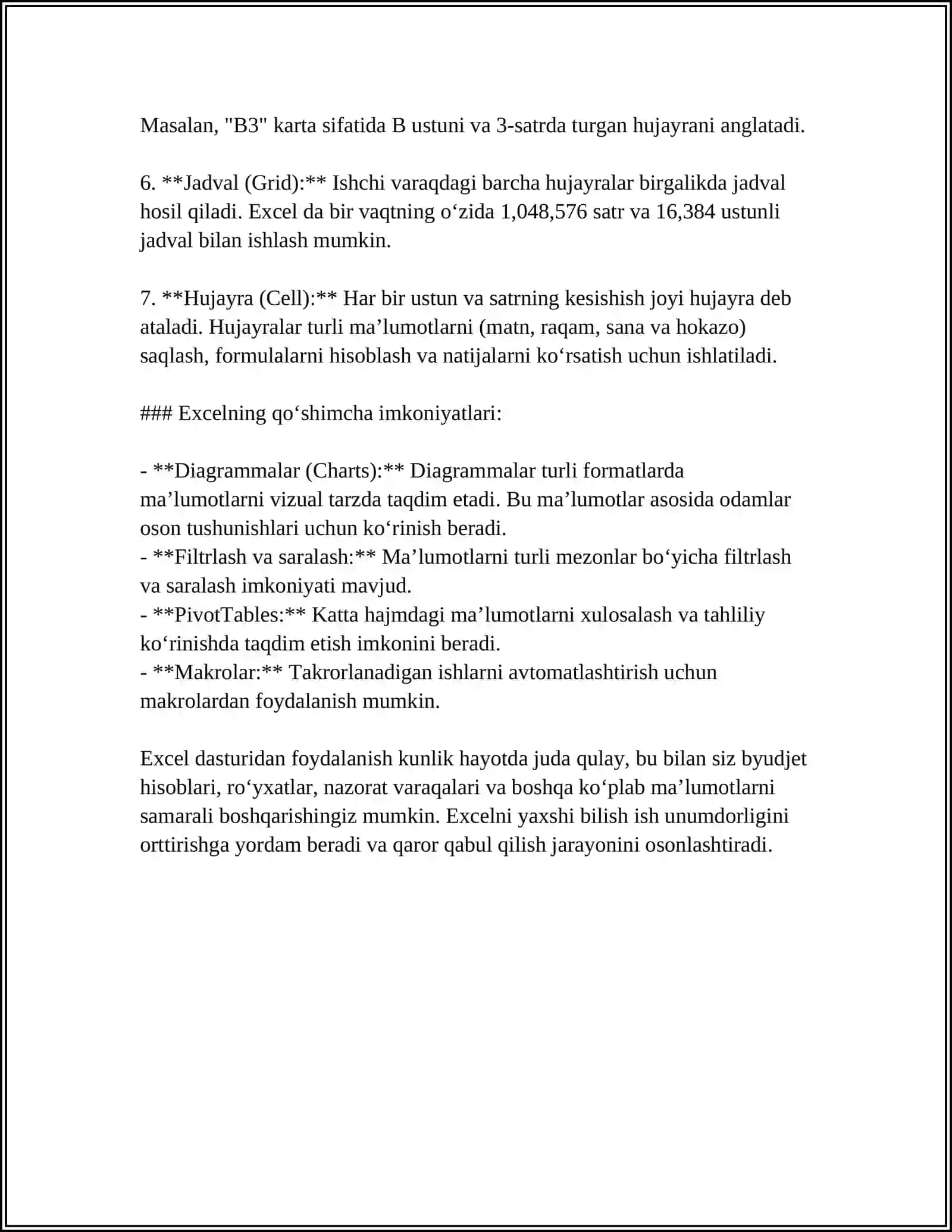 EXCEL DASTURIDA ISHLASH 4