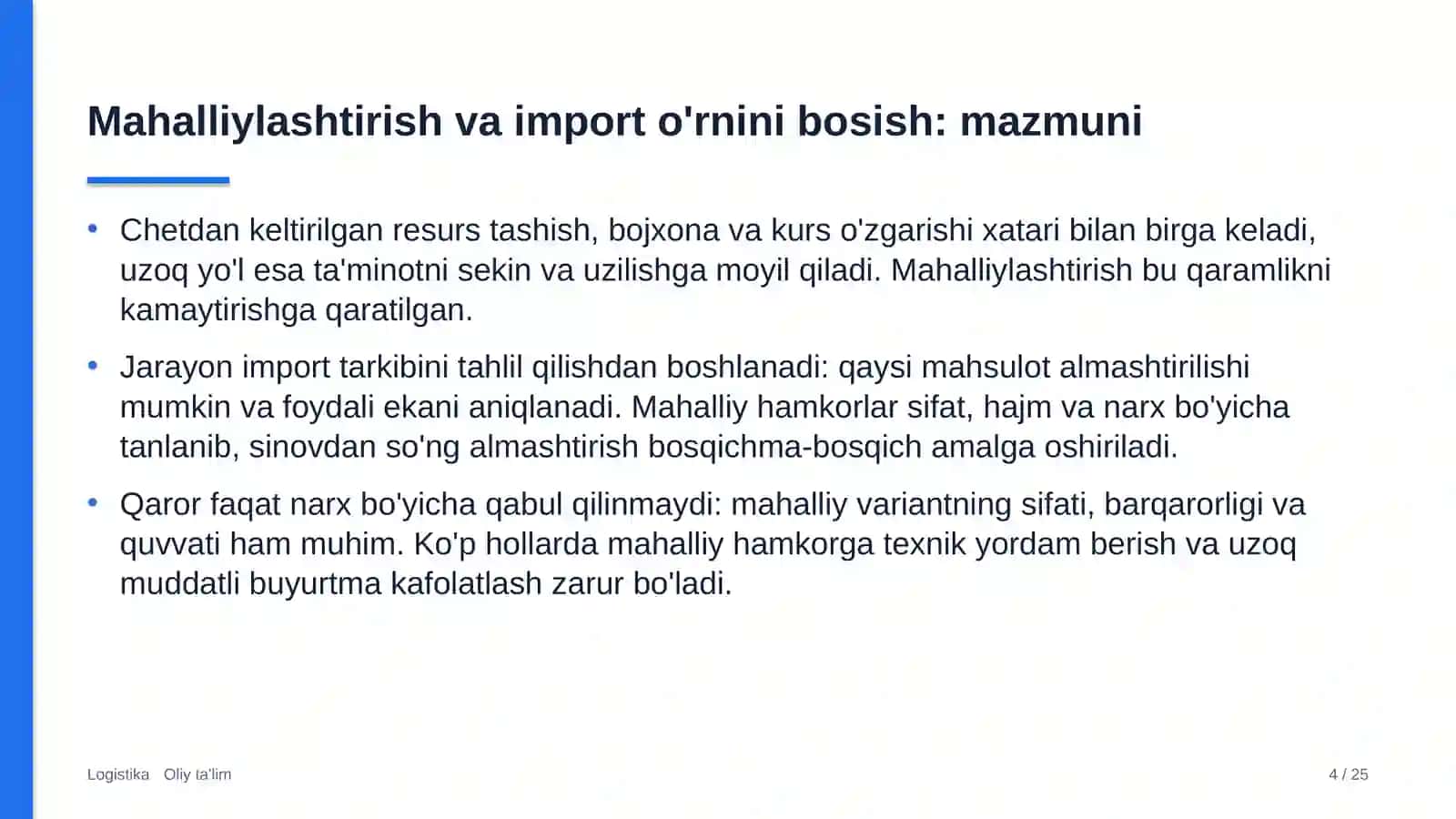 Avtomobil transportida mahalliylashtirish va import o'rnini bosish 4