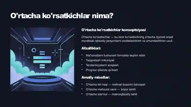 Umumiy va o‘rtacha iqtisodiy ko‘rsatkichlar va ularning algoritmi 4