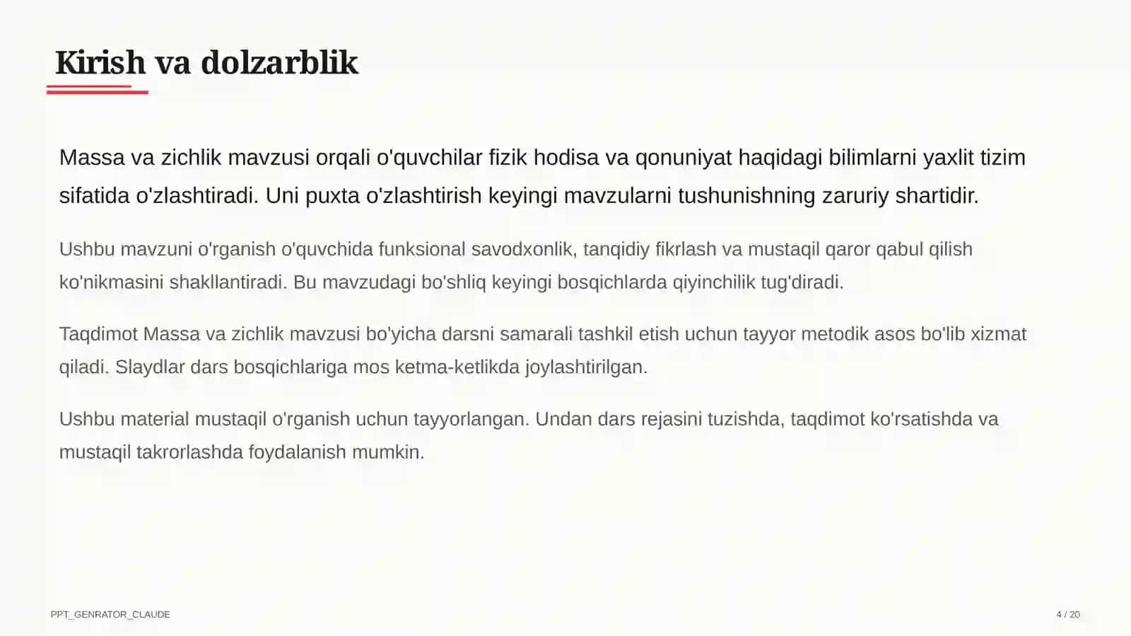 Massa va zichlik (6-sinf) 4