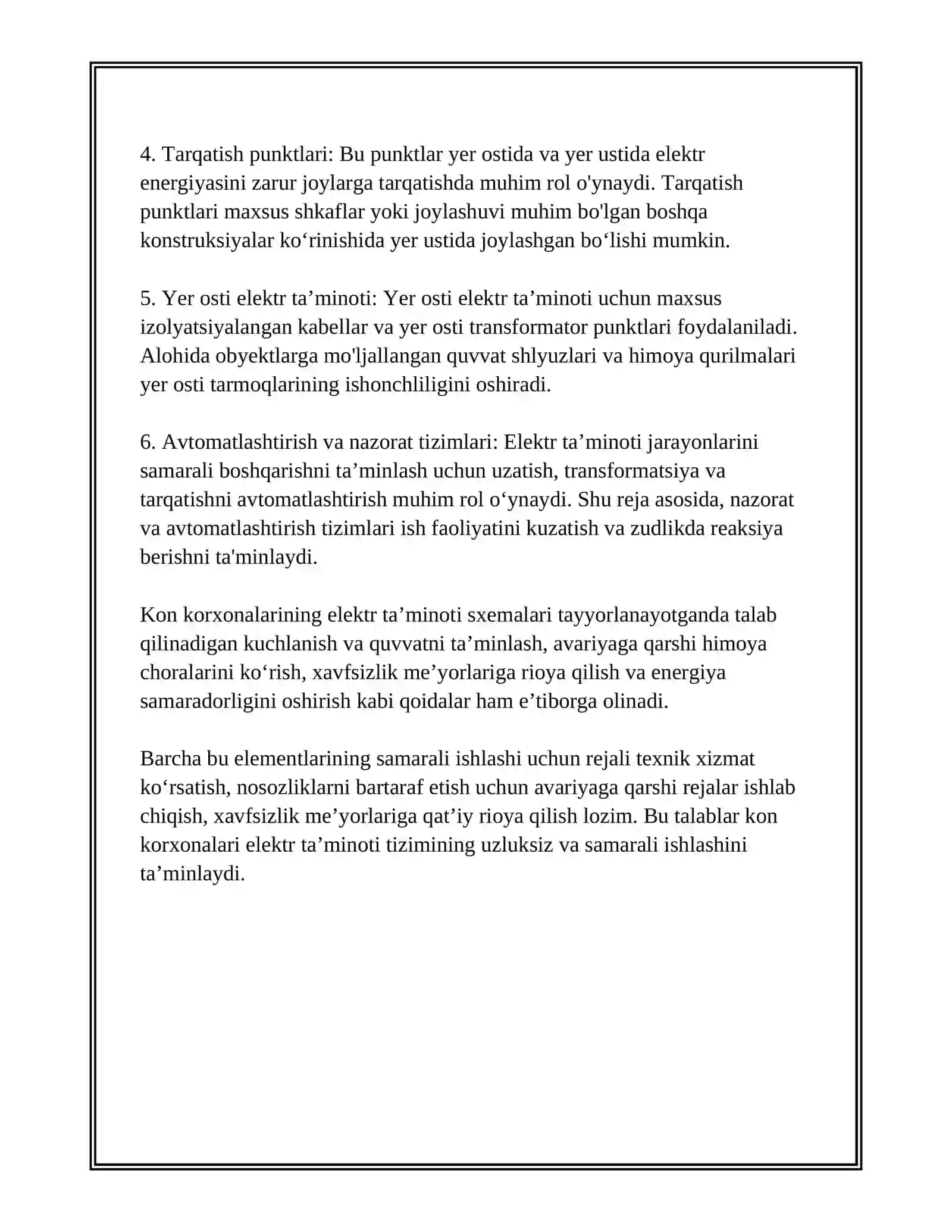 Kon korxonalarining umumiy elektr ta'minoti sxemasi 4
