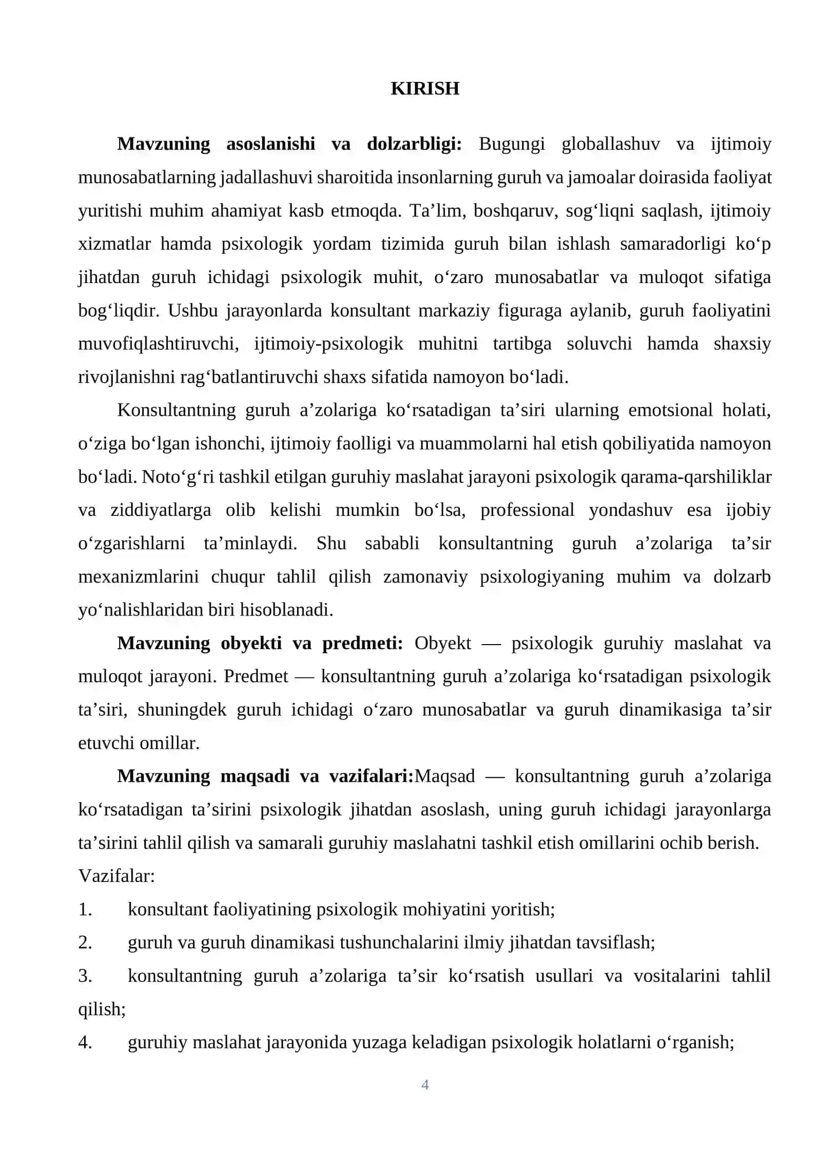 Psixologiya kafedrasi PSIXOLOGIK TRENING ASOSLARI 4