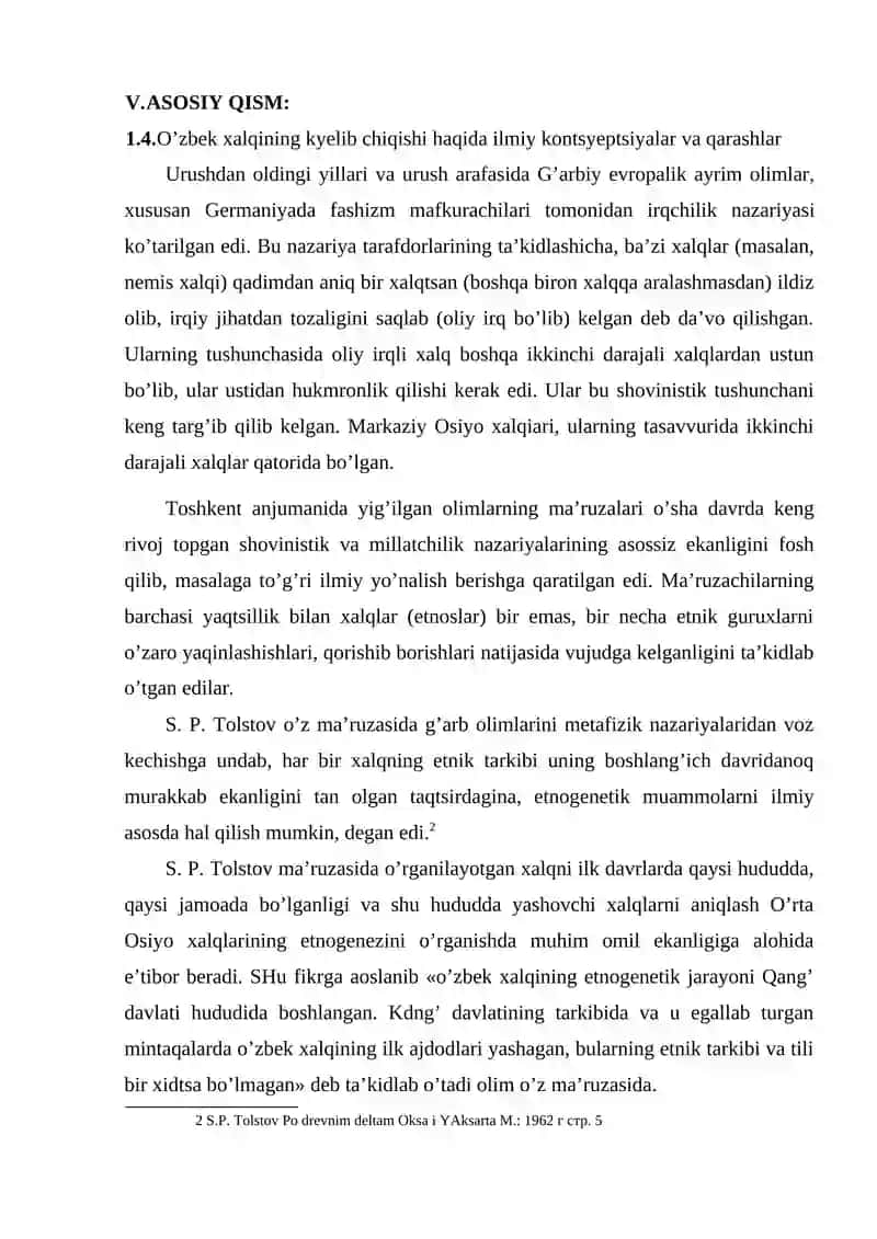 O'zbek xalqining kelib chiqishi haqida ilmiy kontseptsiyalar va qarashlar 4