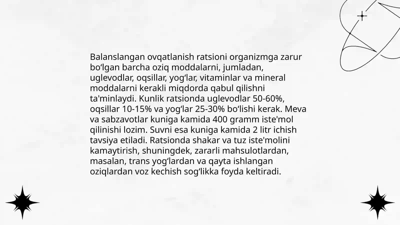 Ovqatlanish Ratsioni haqida Taqdimot 4