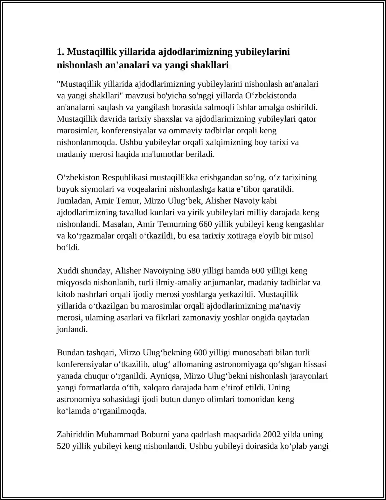 MUSTAQILLIK YILLARIDA AJDODLARIMIZNING, SHAXARLARNING, TARIXIY BINOLARNING YUBILEYINI NISHONLASH 4