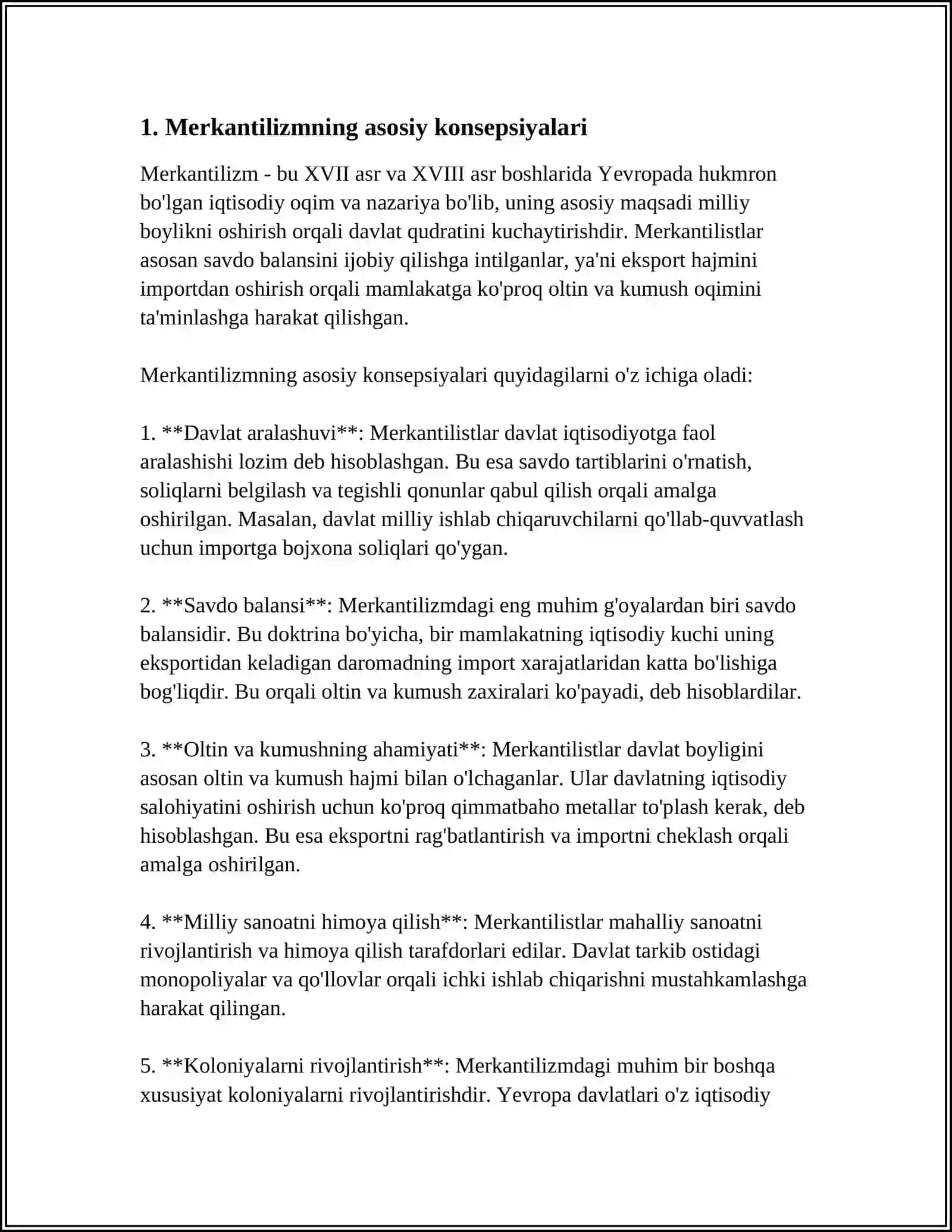 MERKANTILIZM IQTISODIY TA'LIMOTINING MOHIYATI VA AHAMIYATI 4