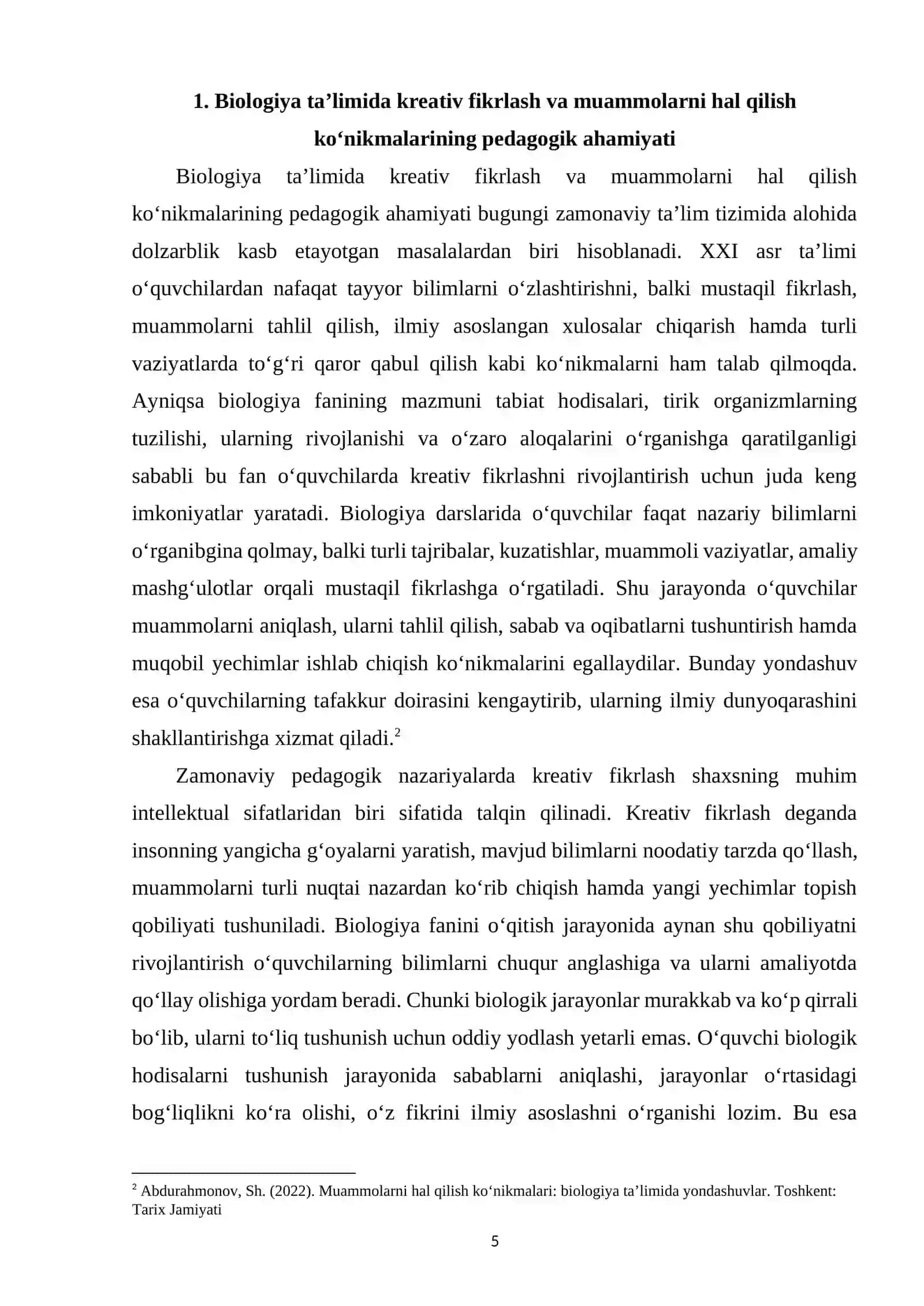 Kreativ fikrlash va muammolarni hal qilish ko‘nikmalarini biologiya darslarida rivojlantirish 4