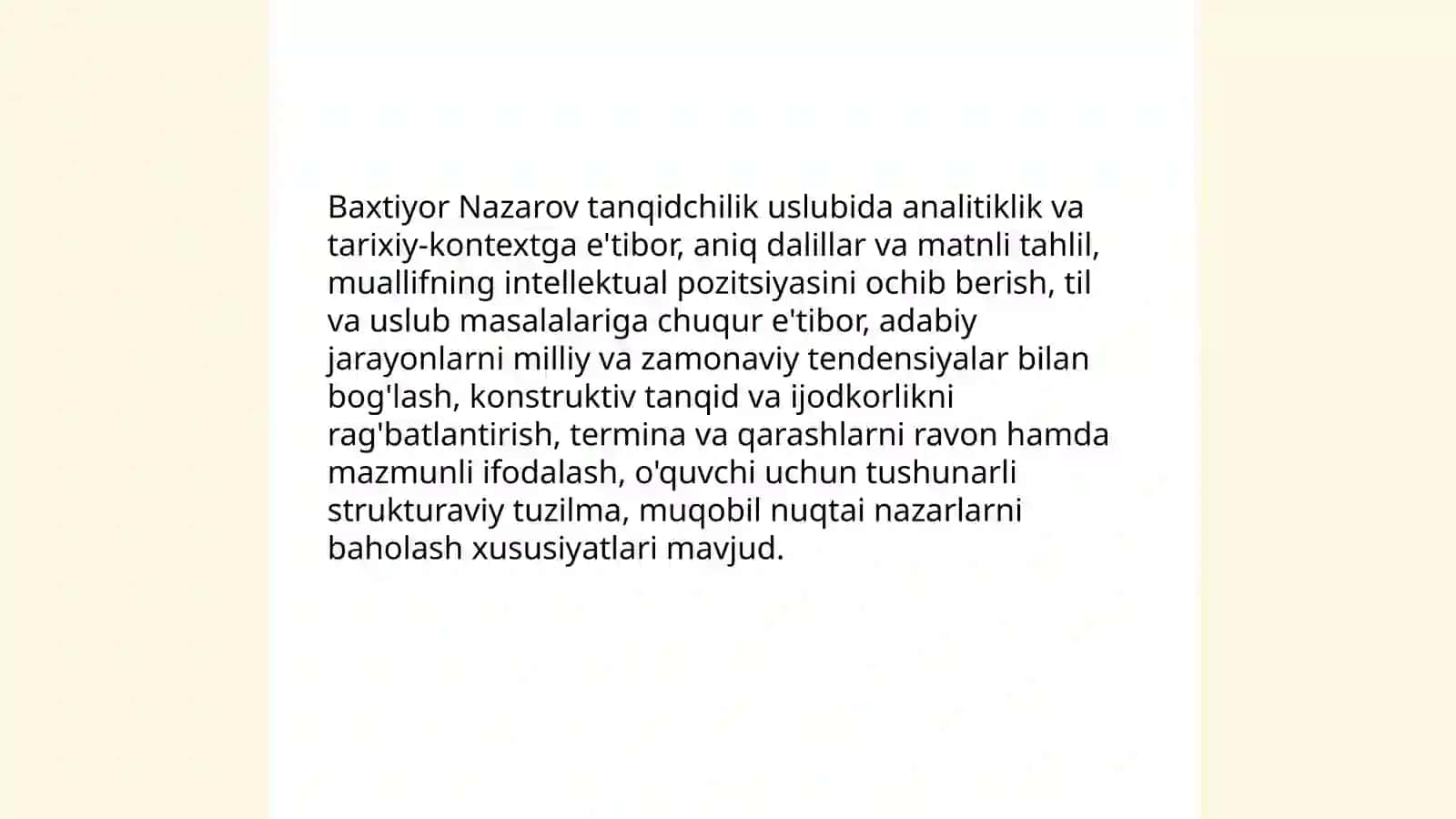 Baxtiyor Nazarovning adabiy tanqid rivojiga qoʻshgan hissasi 4