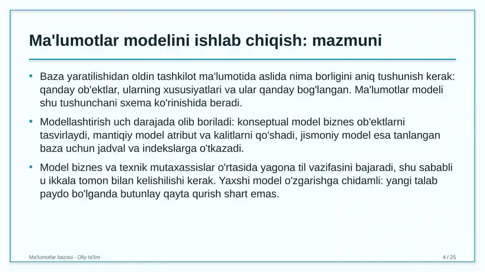 Elektr transportida ma'lumotlar modelini ishlab chiqish 4