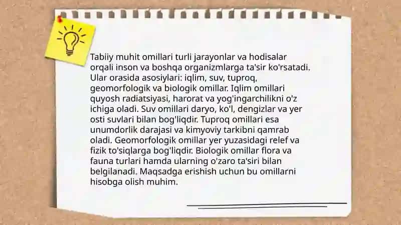 Muhit omillari va ularning tirik organizmlarga ta’sir 4
