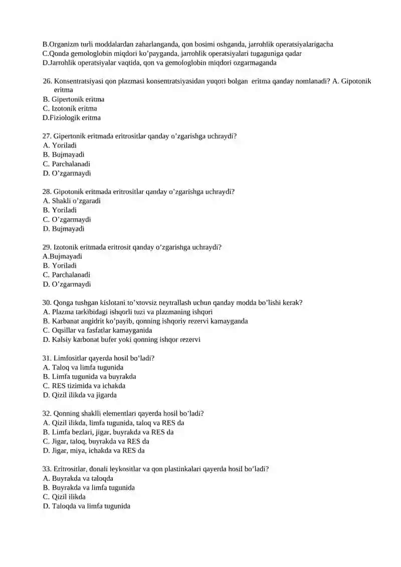 Hayvonlar fiziologiyasi fanidan 1-oraliq nazorat ishi 4