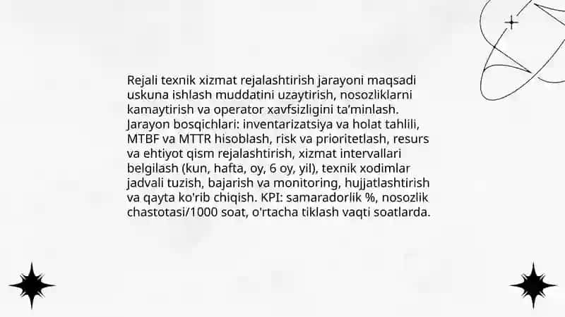 Rejali oldini oluvchi texnik xizmat tizimi 4