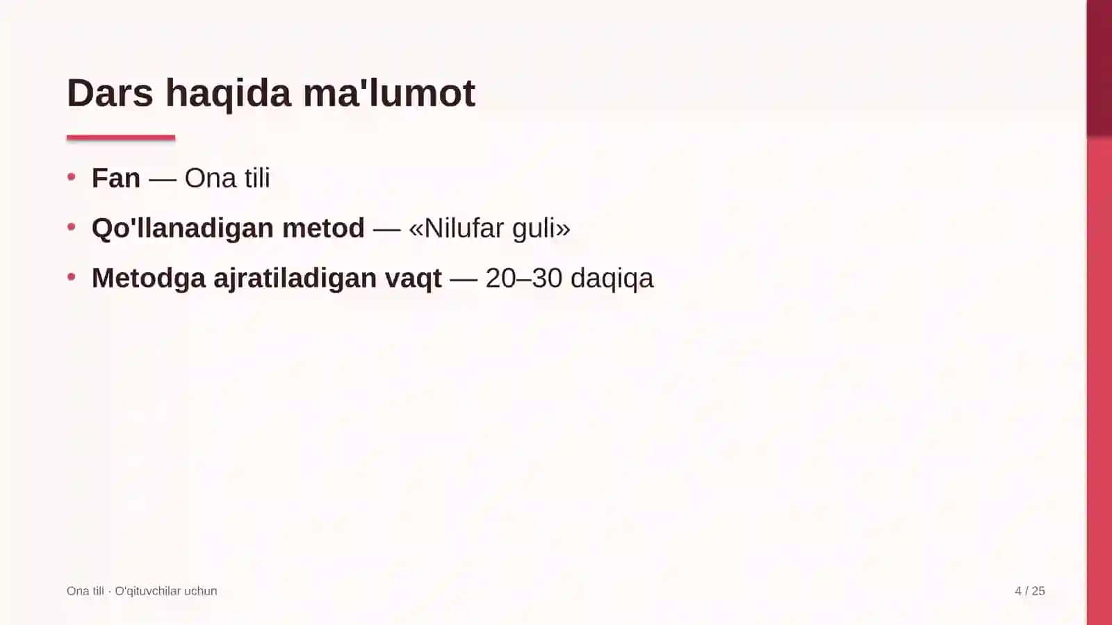 ona tili darslarida nilufar guli metodidan foydalanish 8046 4