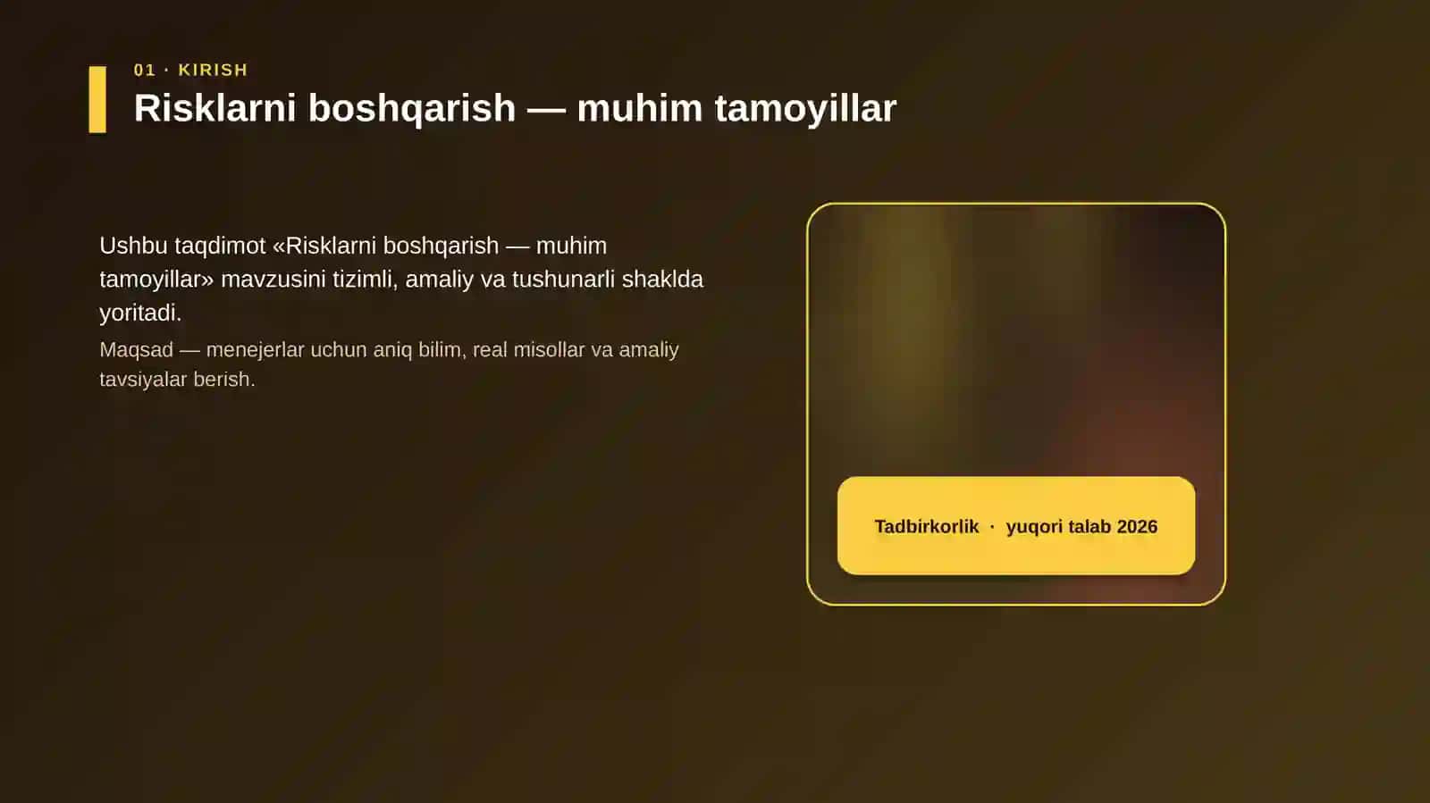 Risklarni boshqarish — muhim tamoyillar 4