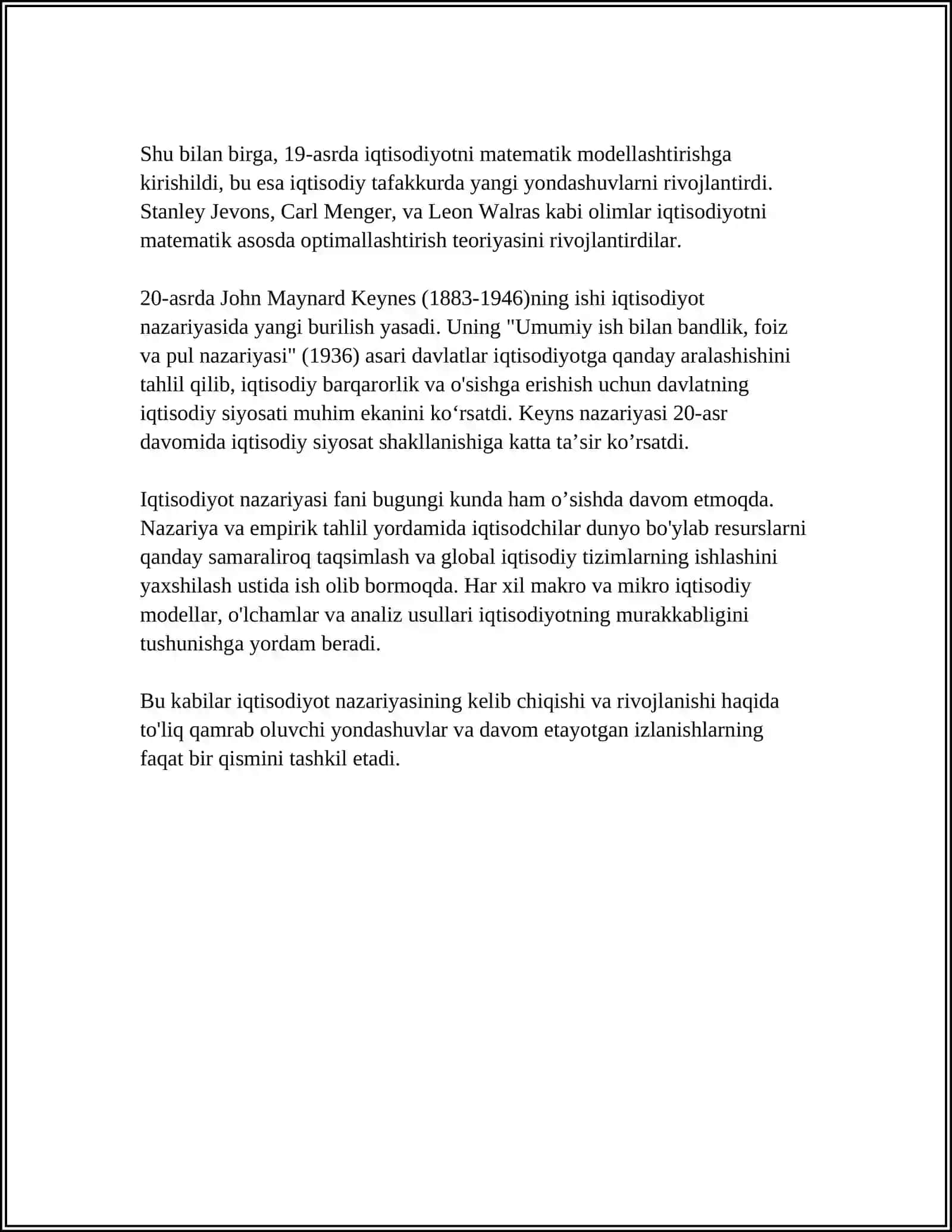 Iqtisodiyot nazariyasi rivojlanishining asosiy bosqichlari 4