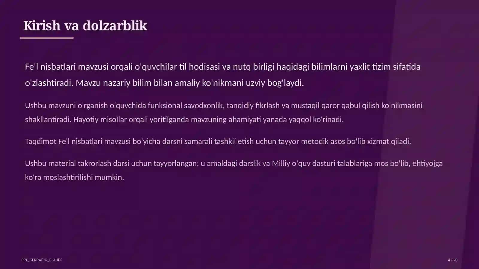 Fe'l nisbatlari (7-sinf) 4