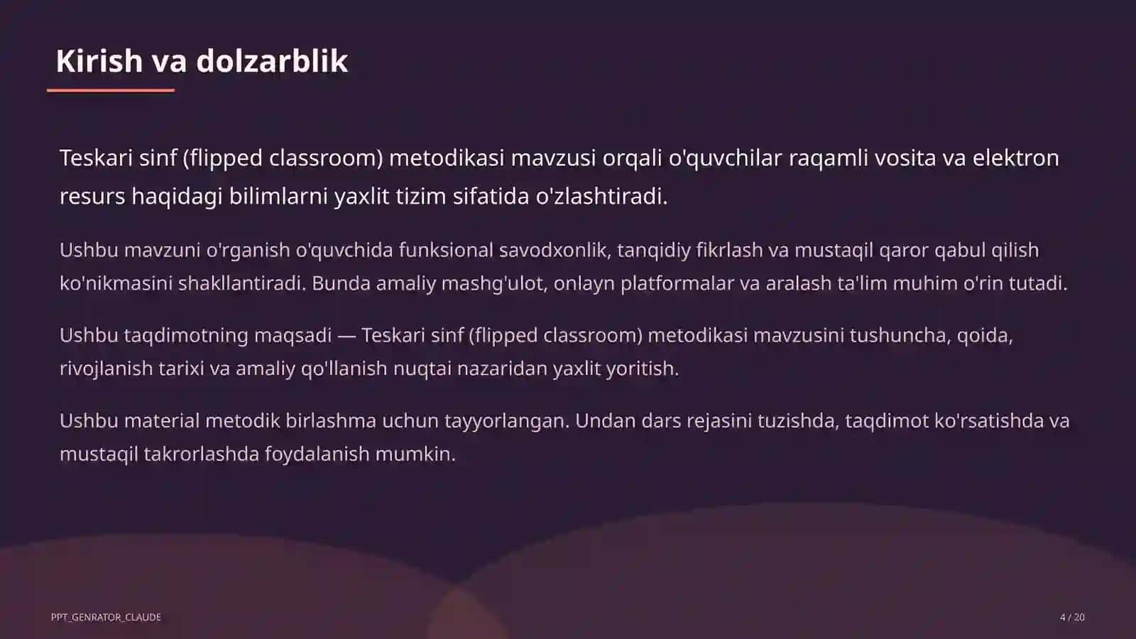 Teskari sinf (flipped classroom) metodikasi 4