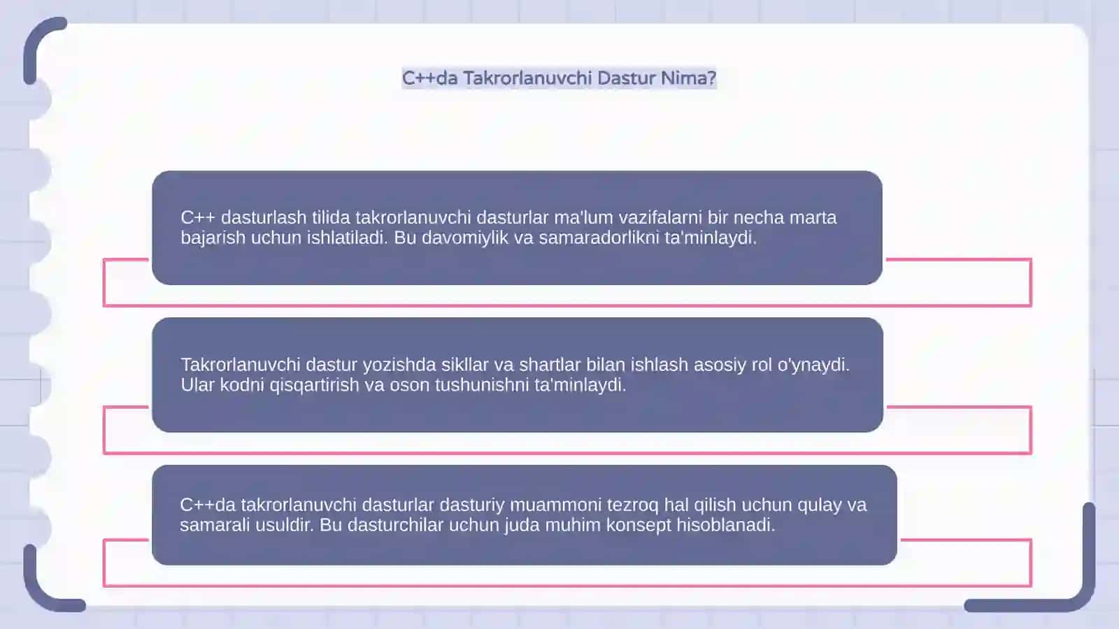 C++ dasturlash tilida takrorlanuvchi dastur tuzish 4