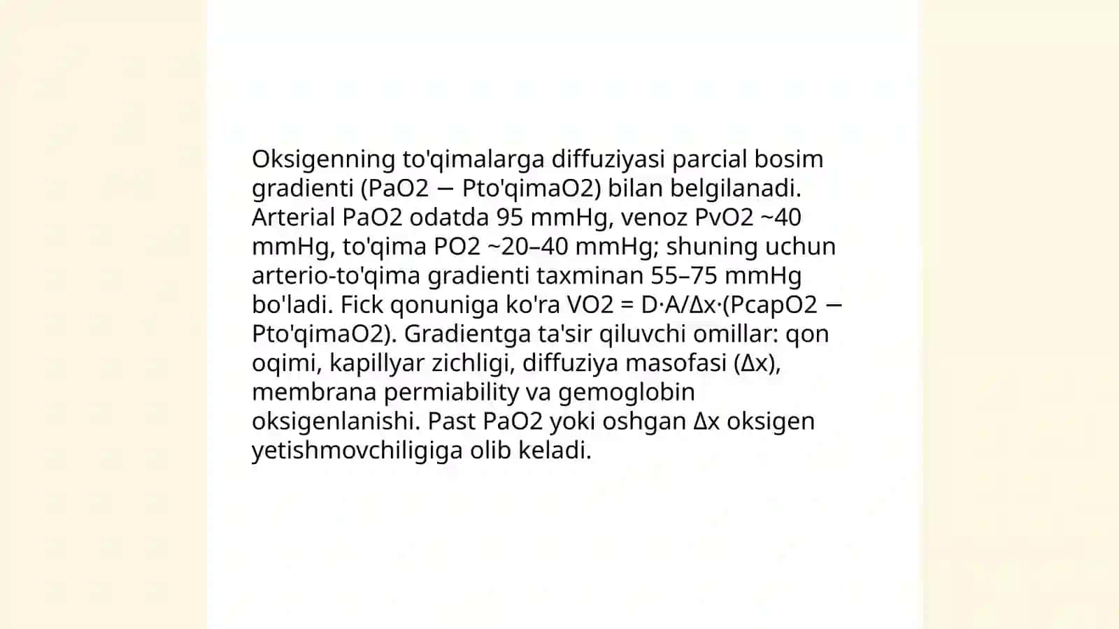 To'qimalarda gazlar almashinuvini va gazlarning qonda tashilishi 4