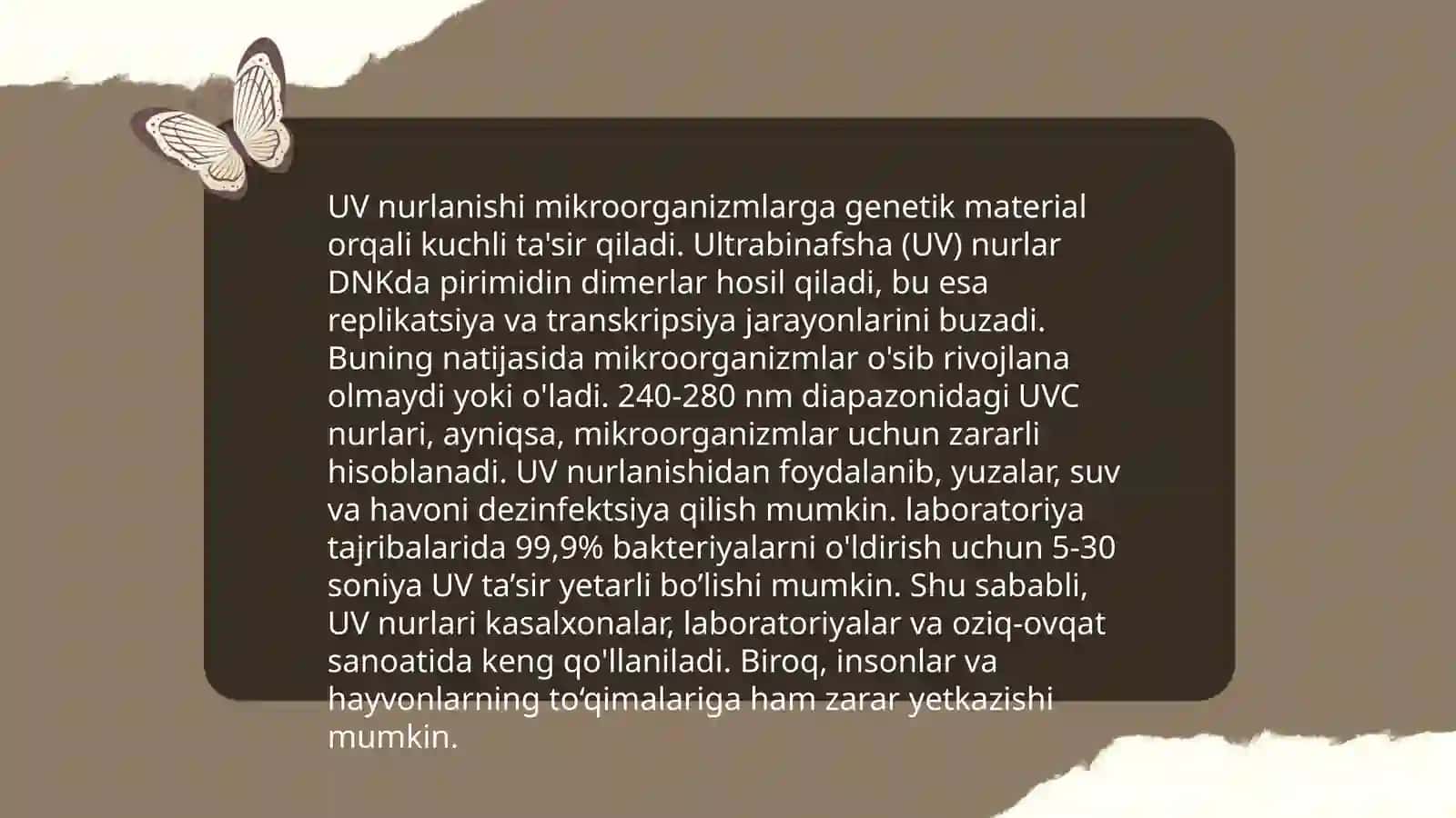 Mikroorganizmlarning ultra binafsha nurlariga chidamliligi 4
