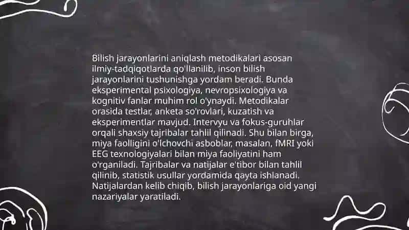 Bilish jarayonlarini tekshirish metodikalarini o'rganish va qo'llash usullari 4