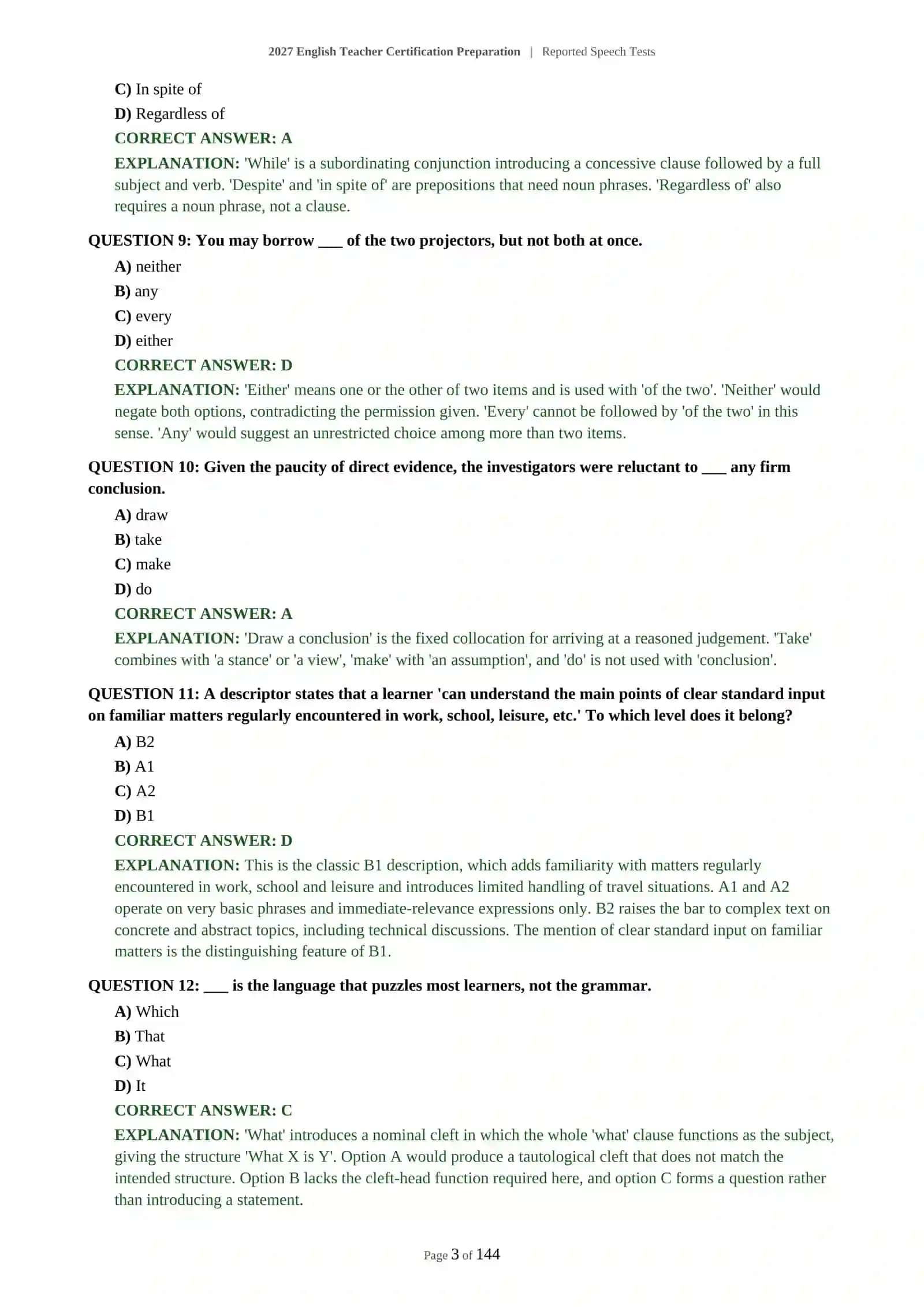 Reported Speech Tests 4