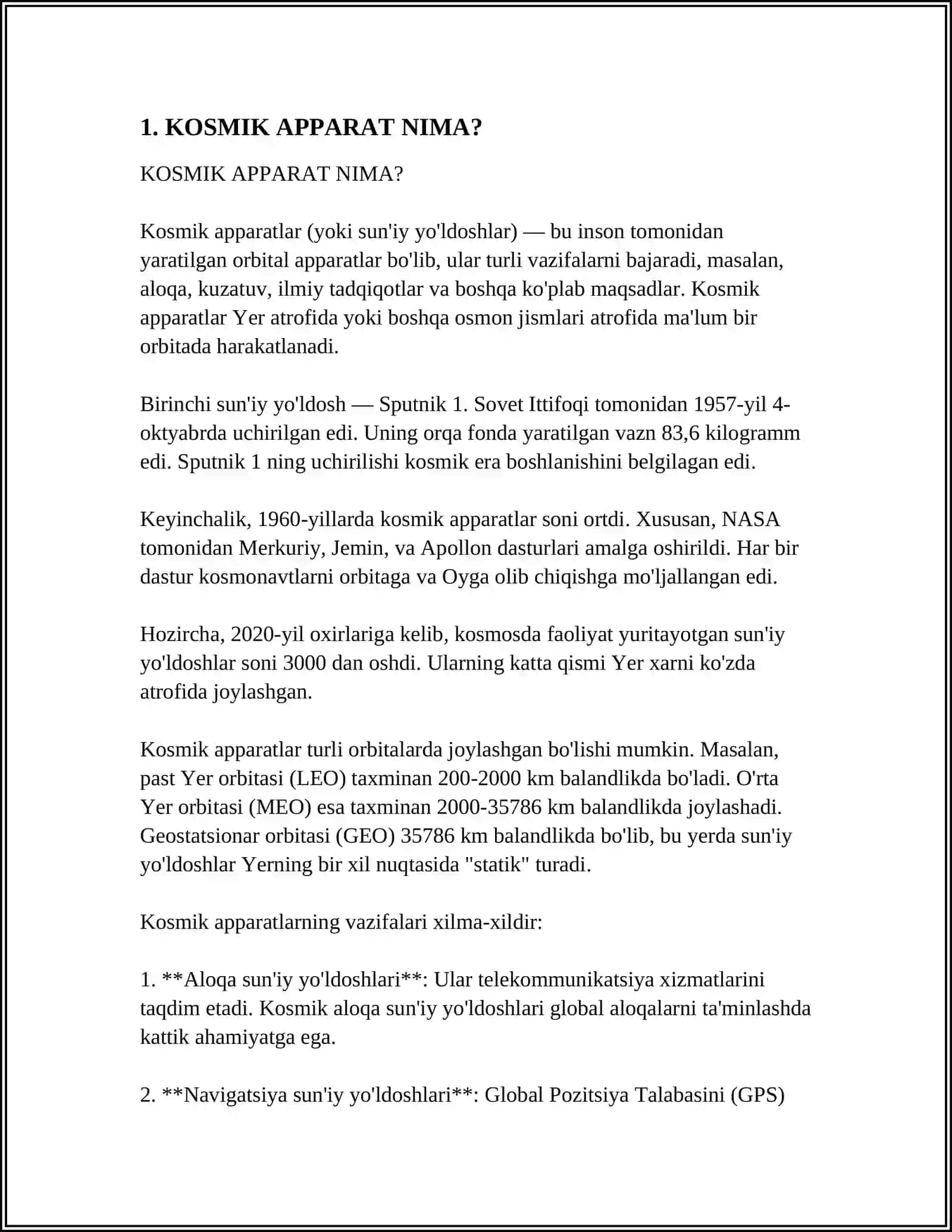 KOSMIK APPARAT TIRYEKTORYASINI TAXMINAN HISOBLABLASH 4