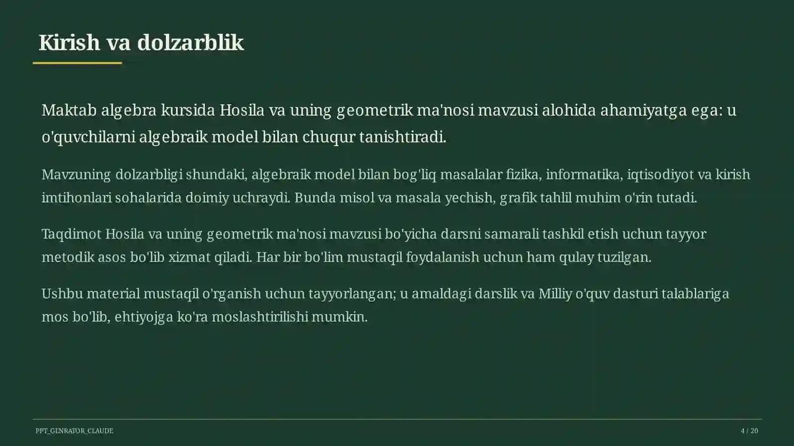 Hosila va uning geometrik ma'nosi (11-sinf) 4