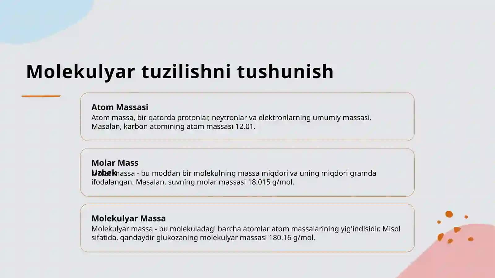 Atomik Molekulyar Massa Modda Miqdori 4