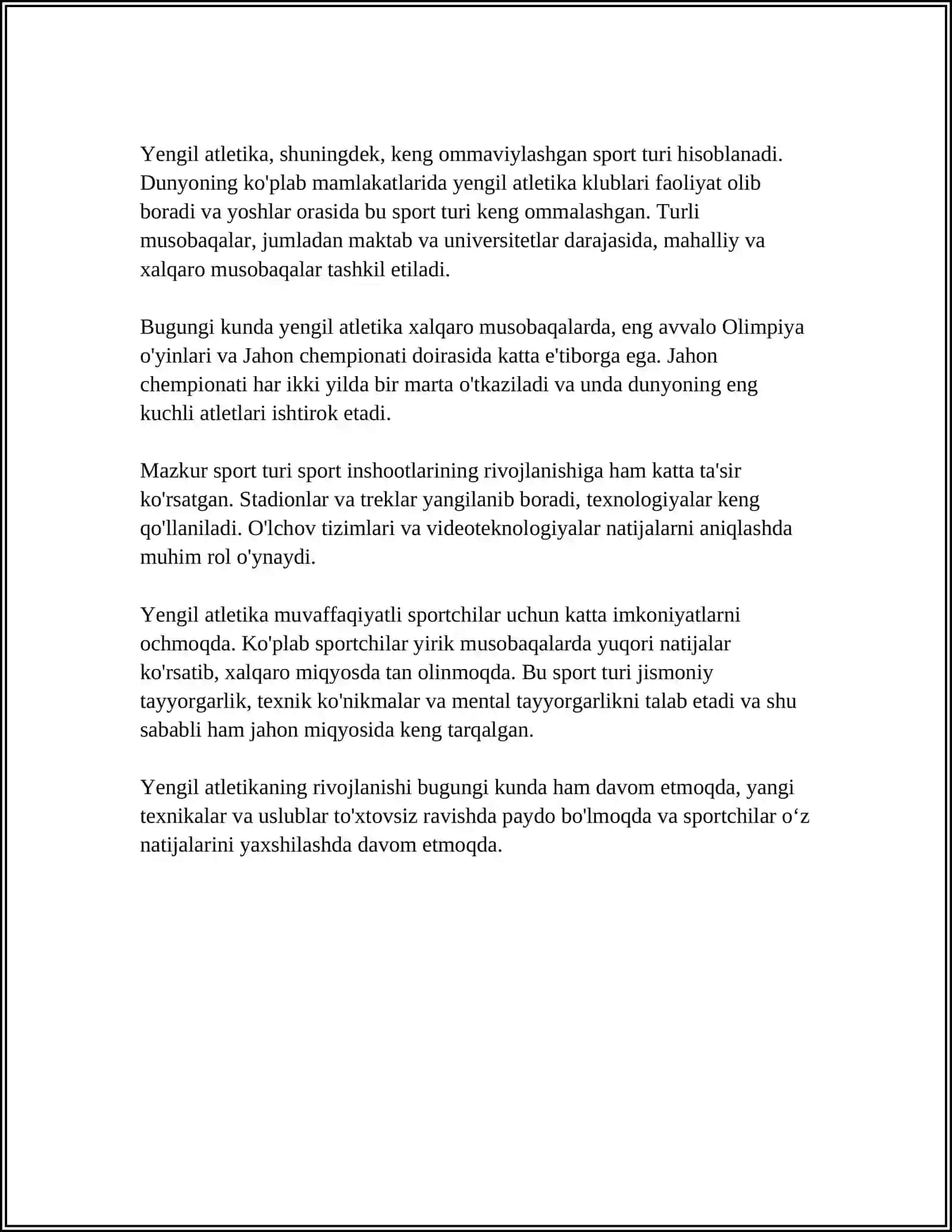 YENGIL ATLETIKA VA UNI O'QITISH METODIKASI 4