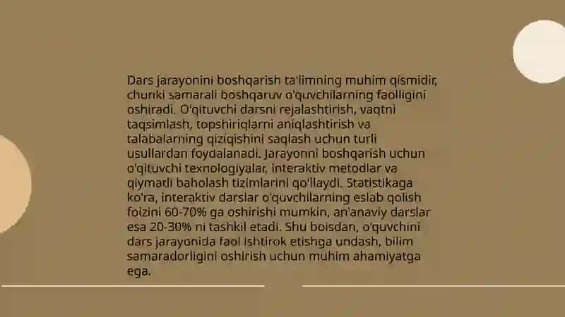 Ta'limiy va nazorat darslarini tashkil etish 4