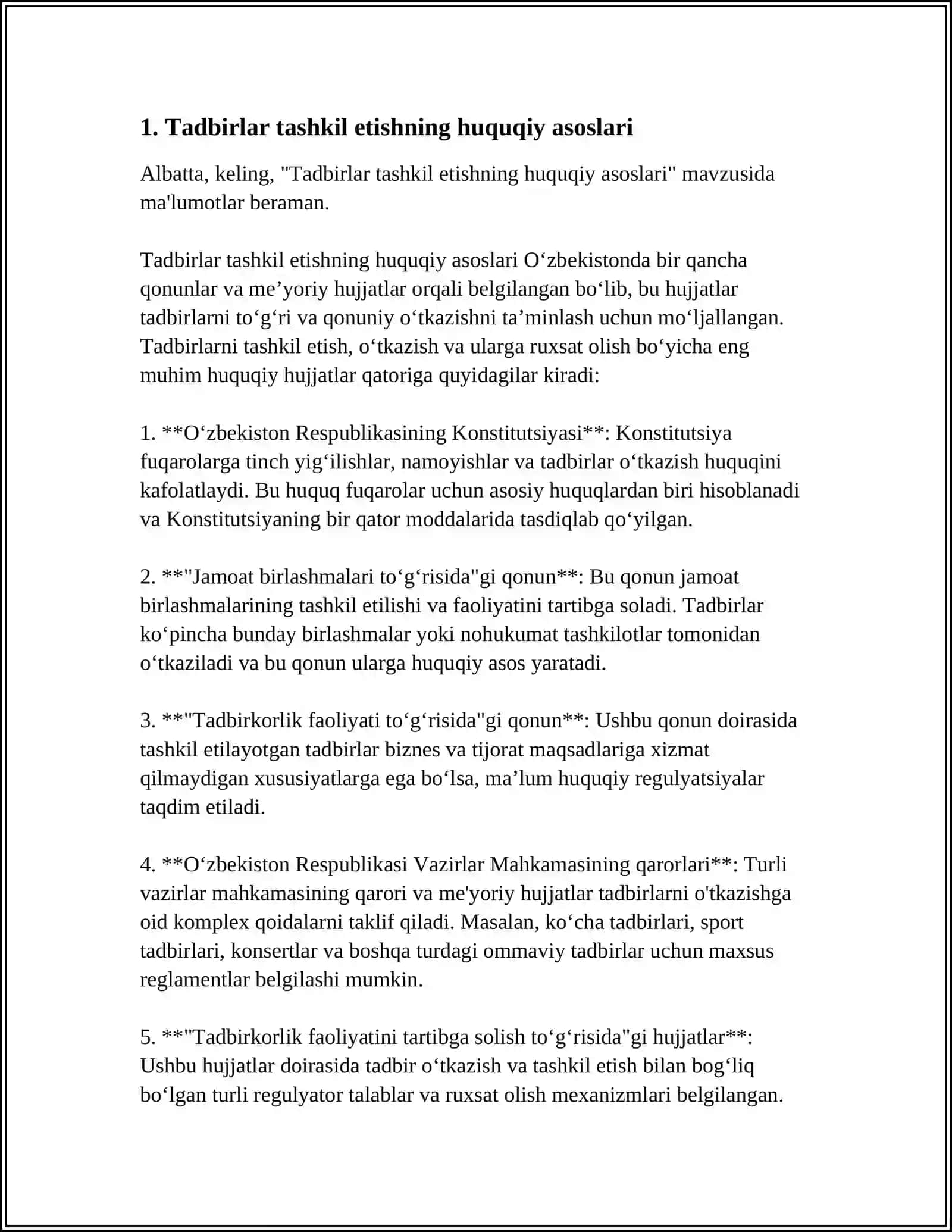 Tadbirlar tashkil etishning huquqiy asoslari 4