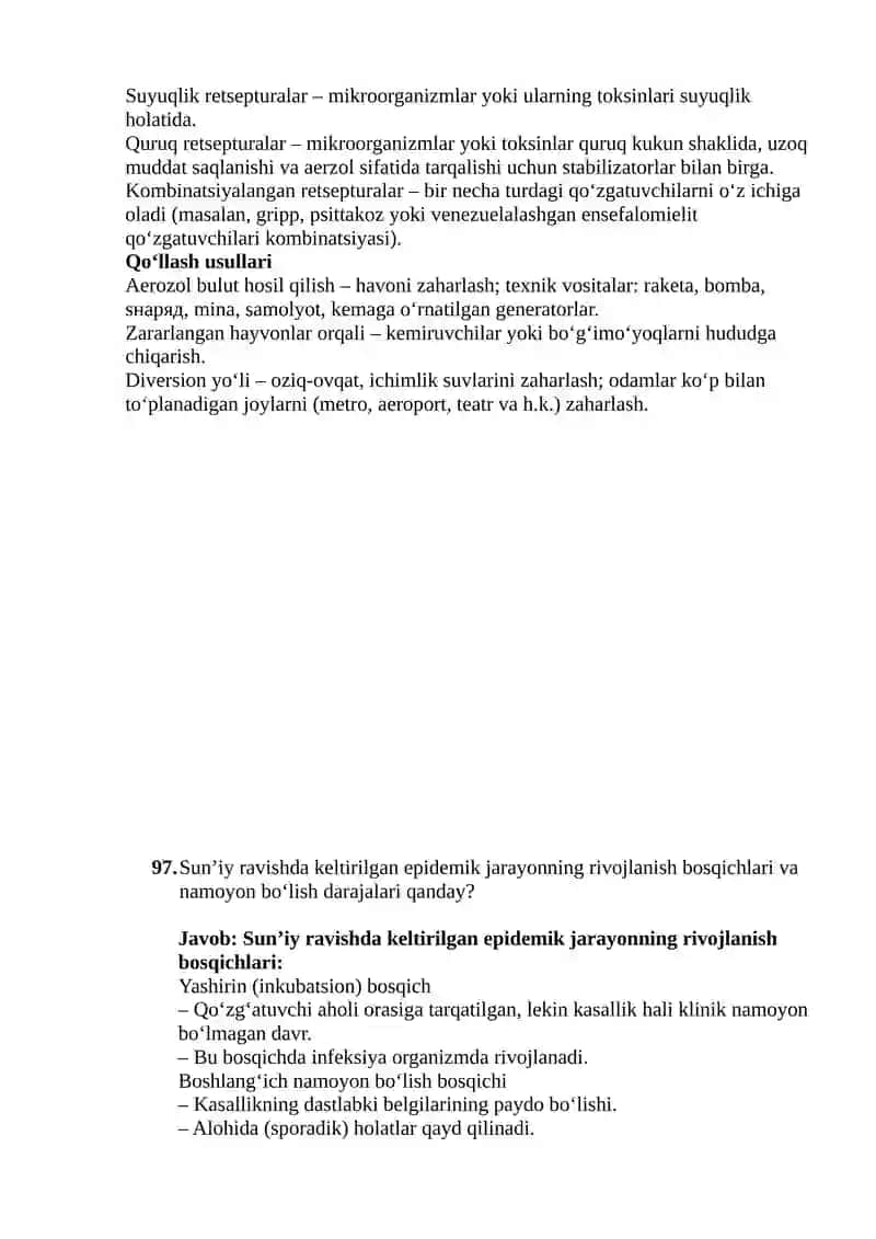 Harbiy epidemiologiya fanining asosiy maqsadi va vazifalari qanday? 4