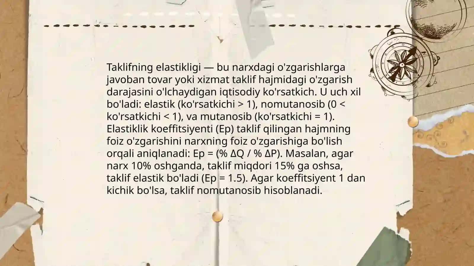 Talab va taklif elastikligiga k'ora soliqyukini hisoblash 4