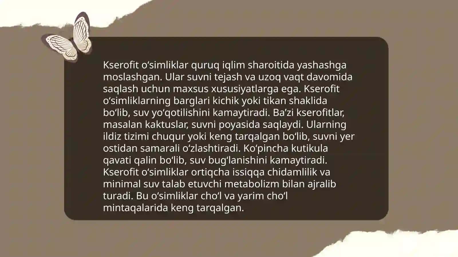 Oʻsimlik va hayvonlarda suv tanqisligiga moslashish 4