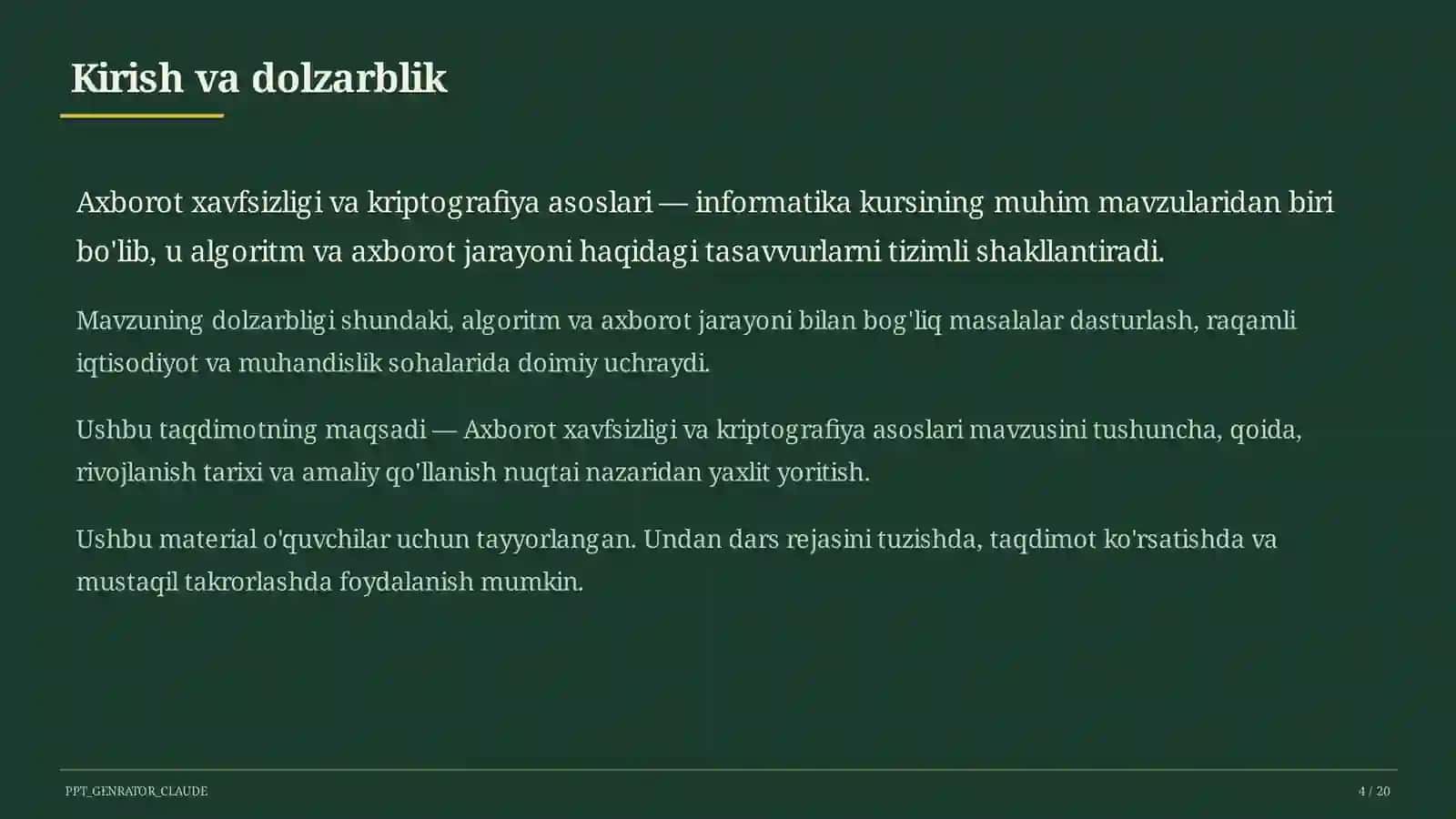 Axborot xavfsizligi va kriptografiya asoslari (10-sinf) 4
